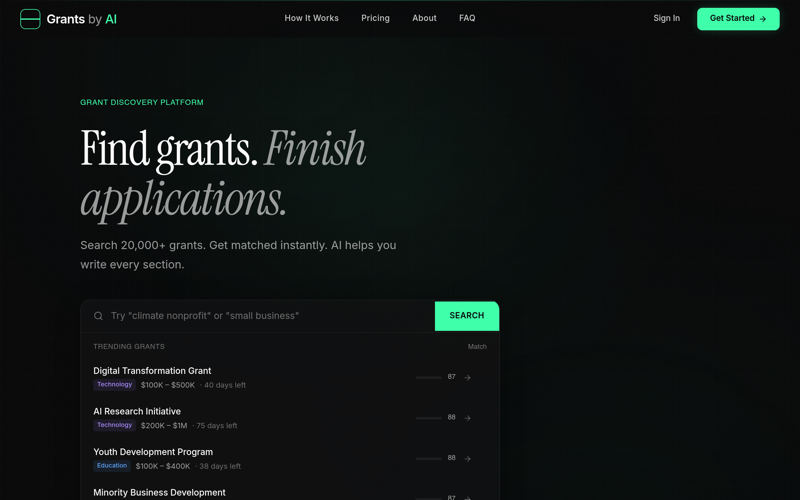 GrantsByAi website preview